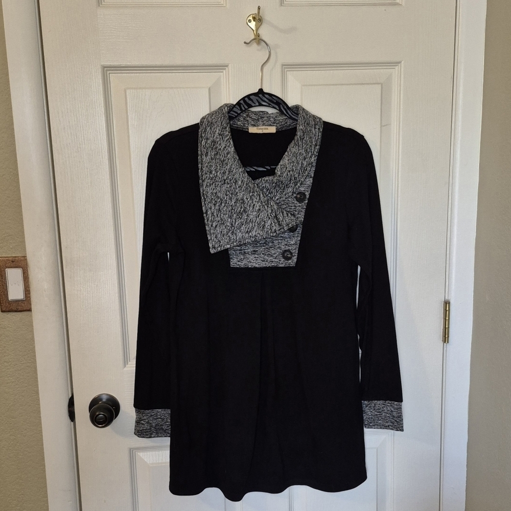 Timeson Stylish Black and Gray Women's Tunic Top